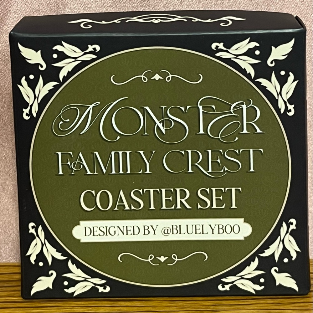 Fairyloot Only a Monster Family Crest Coaster Set - Picture 2 of 3